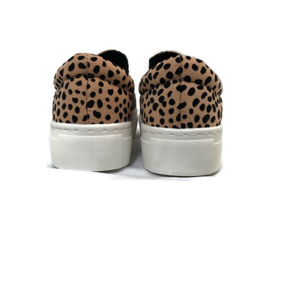 Beige Cheetah Print Faux Suede Slip On Sneakers - Picture 4 of 4